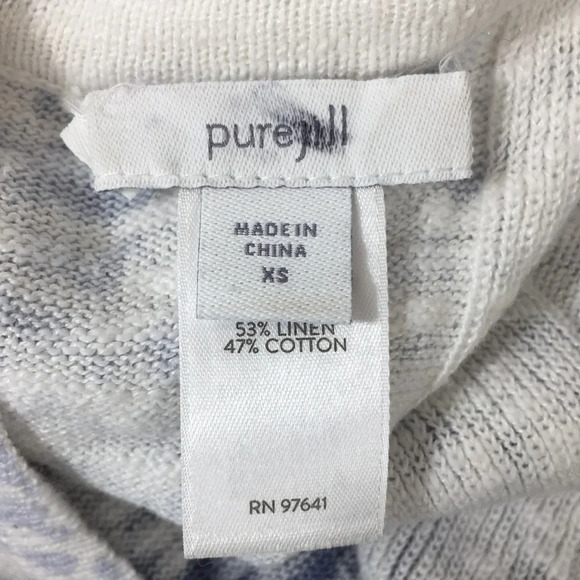 J.Jill Blue White Linen Blend Convertible Split Open Back Top Shirt Womens XS - Picture 7 of 11